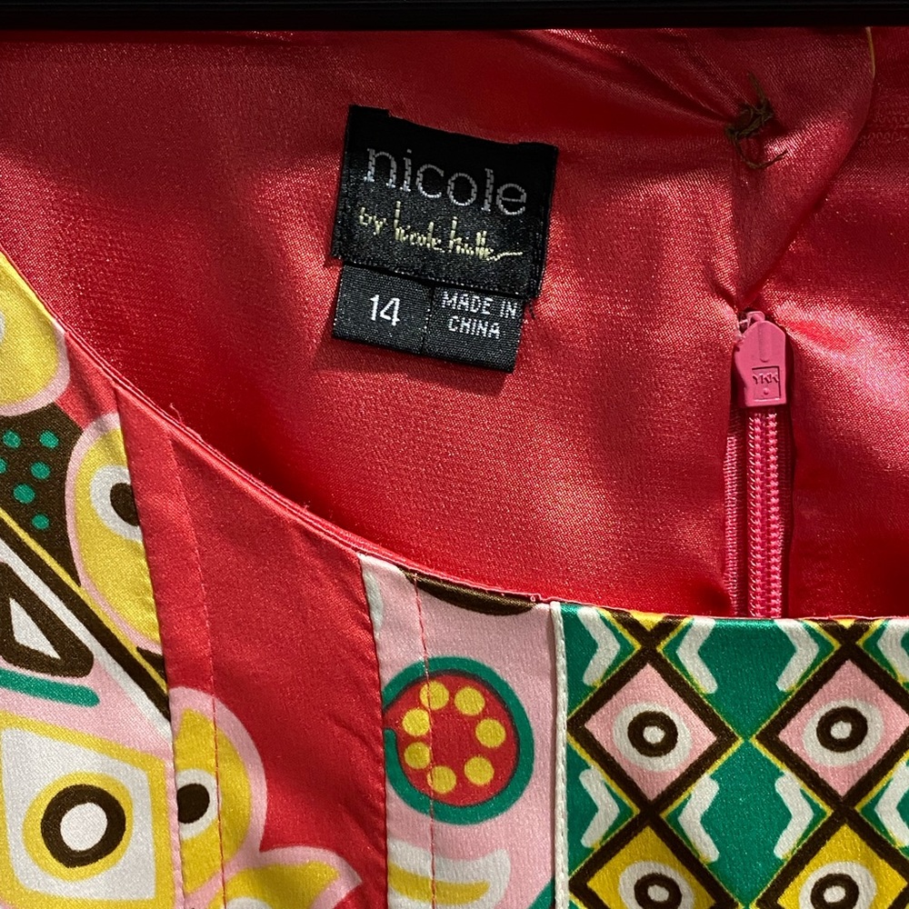 Nicole by Nicole Miller Colorful Sleeveless Sz 14 Paisley Print Shift Dress - Picture 2 of 16